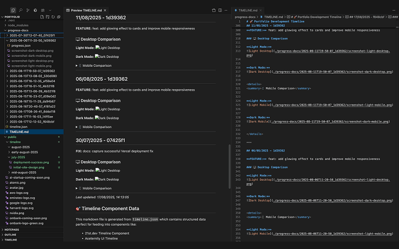Progress documentation automation system with multi-theme capture workflow